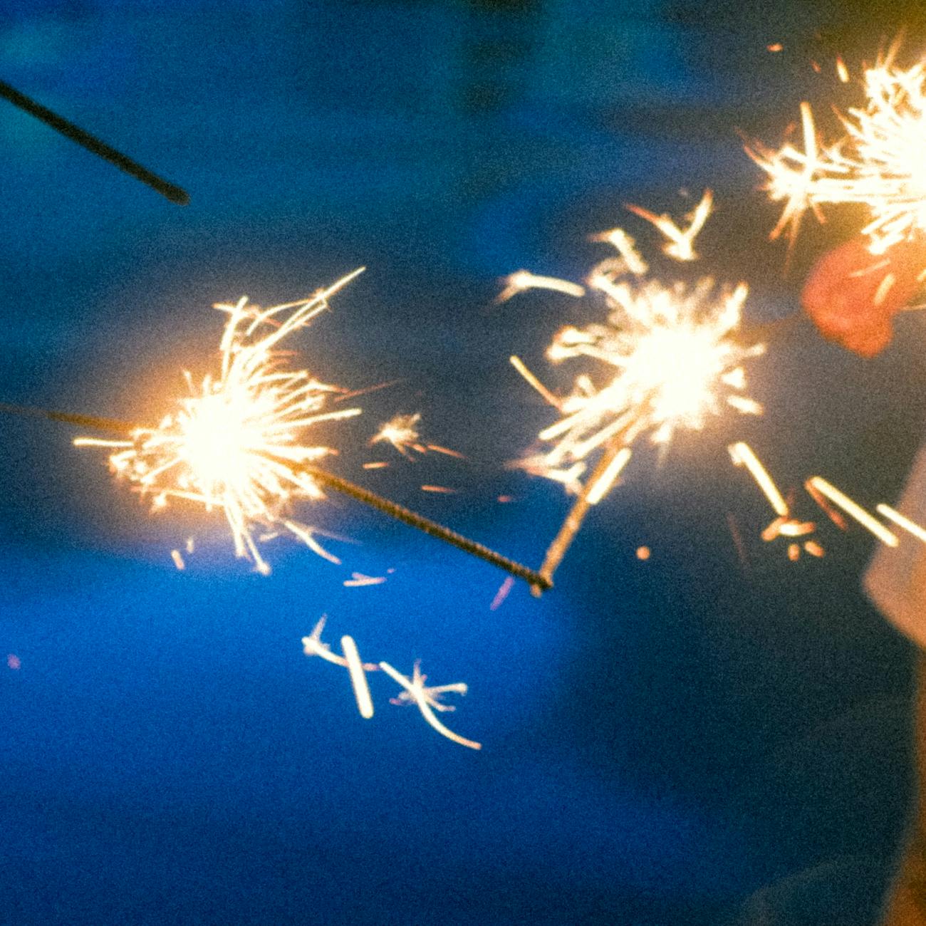 celebration with sparklers at night